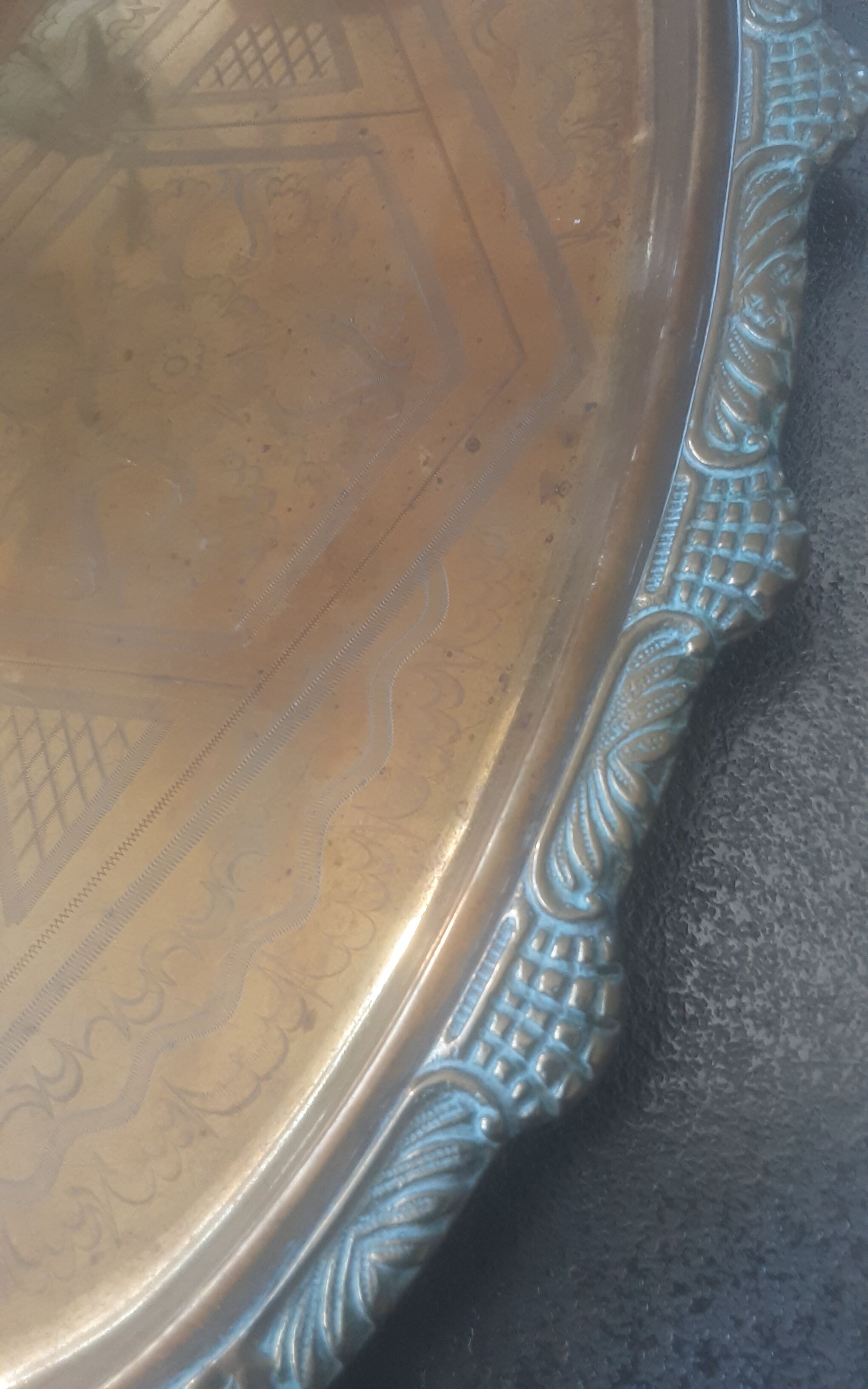 Old service porcelain brass cups