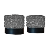 Pair of 1970 molded glass bedside lamps