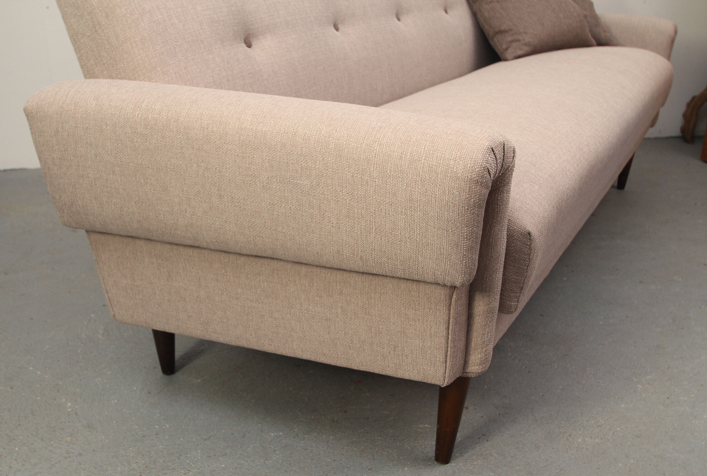 Scandinavian 3-seater sofa in beige, completely restored