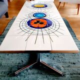 Vintage coffee table 70s ceramic and chrome metal