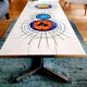 Vintage coffee table 70s ceramic and chrome metal
