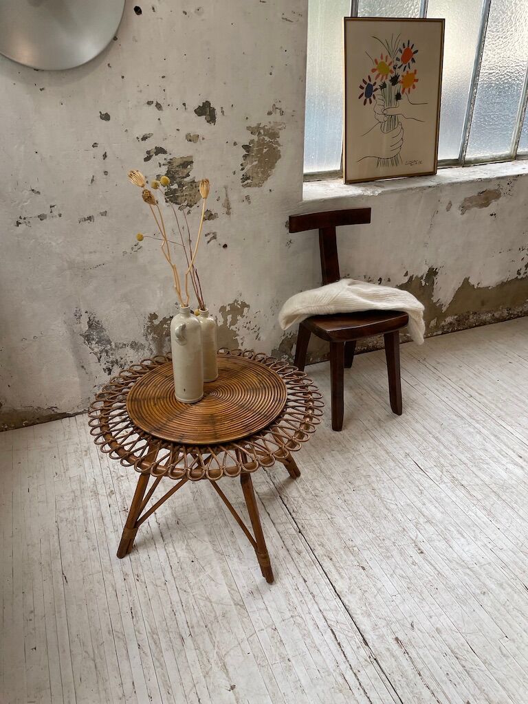 Rattan “sun” coffee table