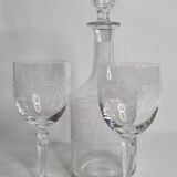 Classic Style Engraved Crystal Carafe and Glasses Set