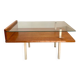 Table basse moderniste en bois , métal et verre