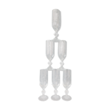 Set of 6 champagne flutes in chiseled glass