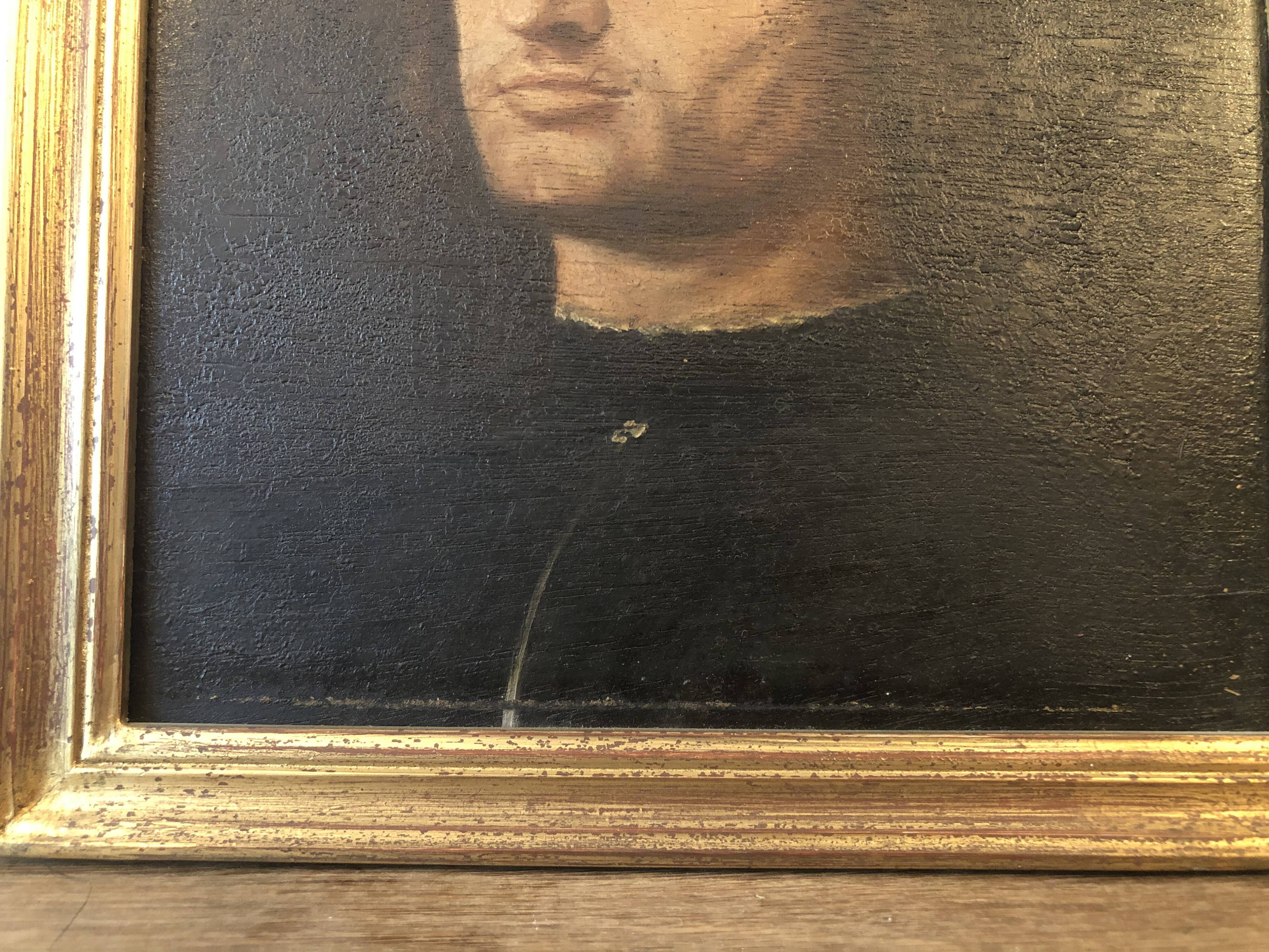 Portrait depicting Le Condottière, oil painting on wood.