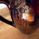 Shiny Blue Gold Ceramic Tall Teapot, Oily Splatter Pattern