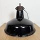 Industrial Black Enamel Factory Lamp with Cast Iron Top, 1950s