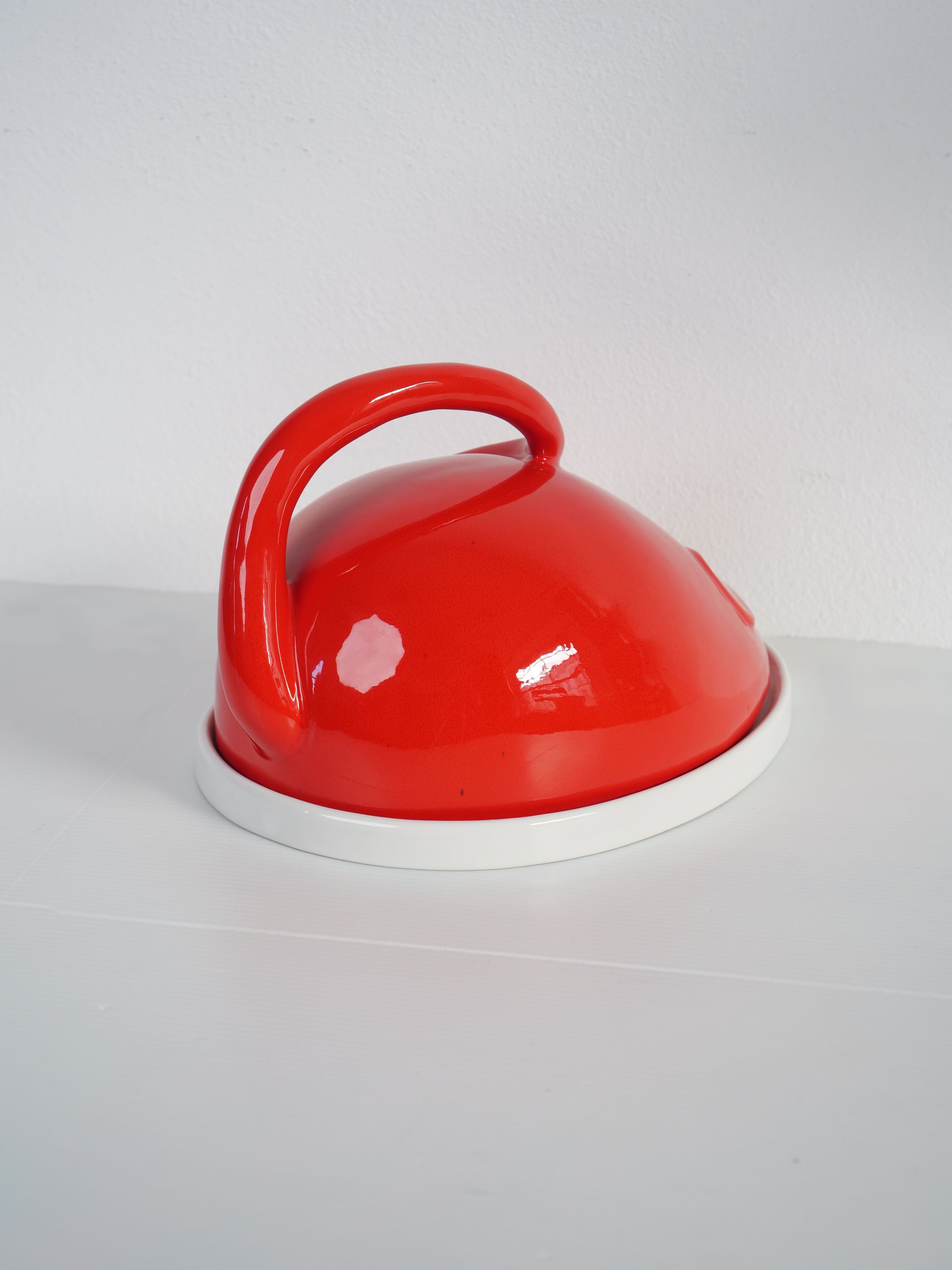 Cheese bell mouse red ceramic design vintage Italy