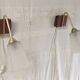 Vintage wall lights in wood, brass and glass - mid. 20th century