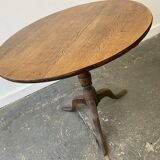19th century antique oak round tilt top table