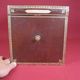 Old notary archive box in wood & leather, Office furniture early XX th