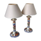 Paires de lampes en faïence fine de Gien décorée à la main