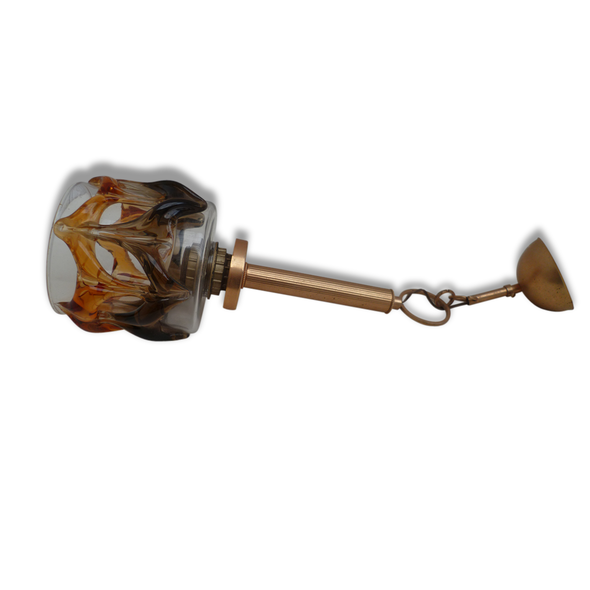 Suspended luminaire ceiling light glass has sets of coulure vintage 1970