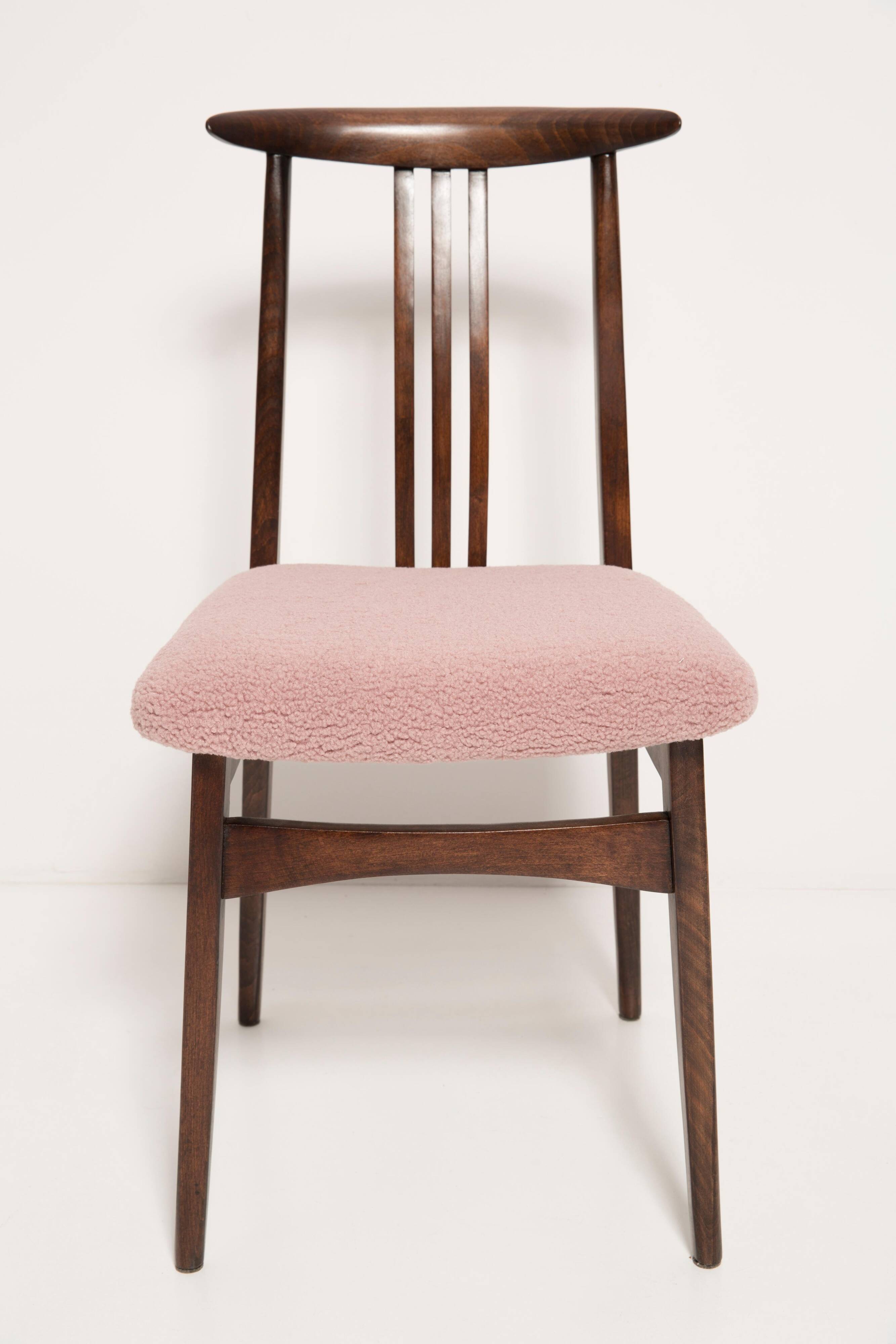 Blush Pink Bouclé Chair, Mid-Century Modern, designed by Mr. Zielinski, Europe, 1960s