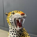 Pair of glazed terracotta leopard figures, Italian, 1960s.