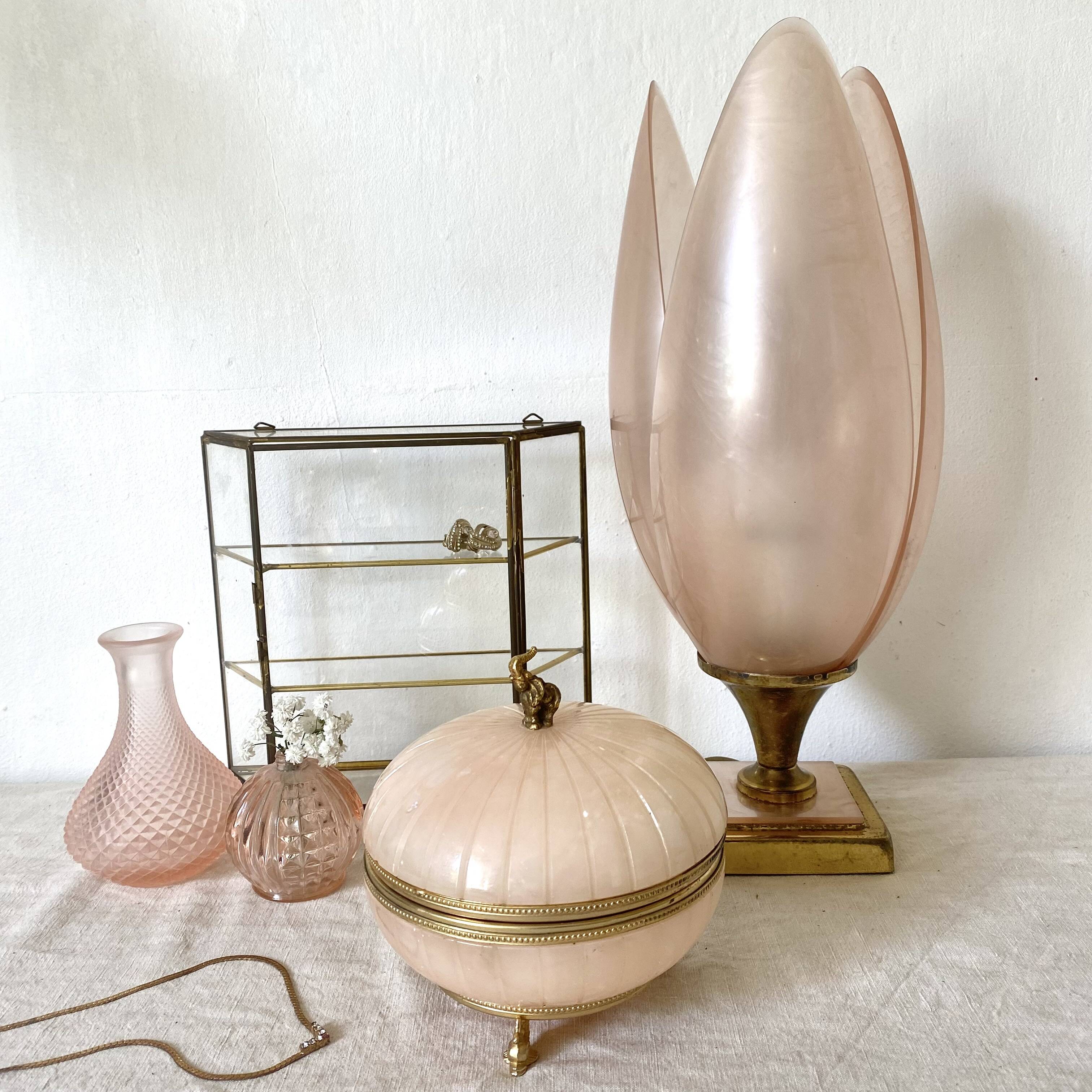 Pink tulip lamp by Laurent Rougier, 70s-80s