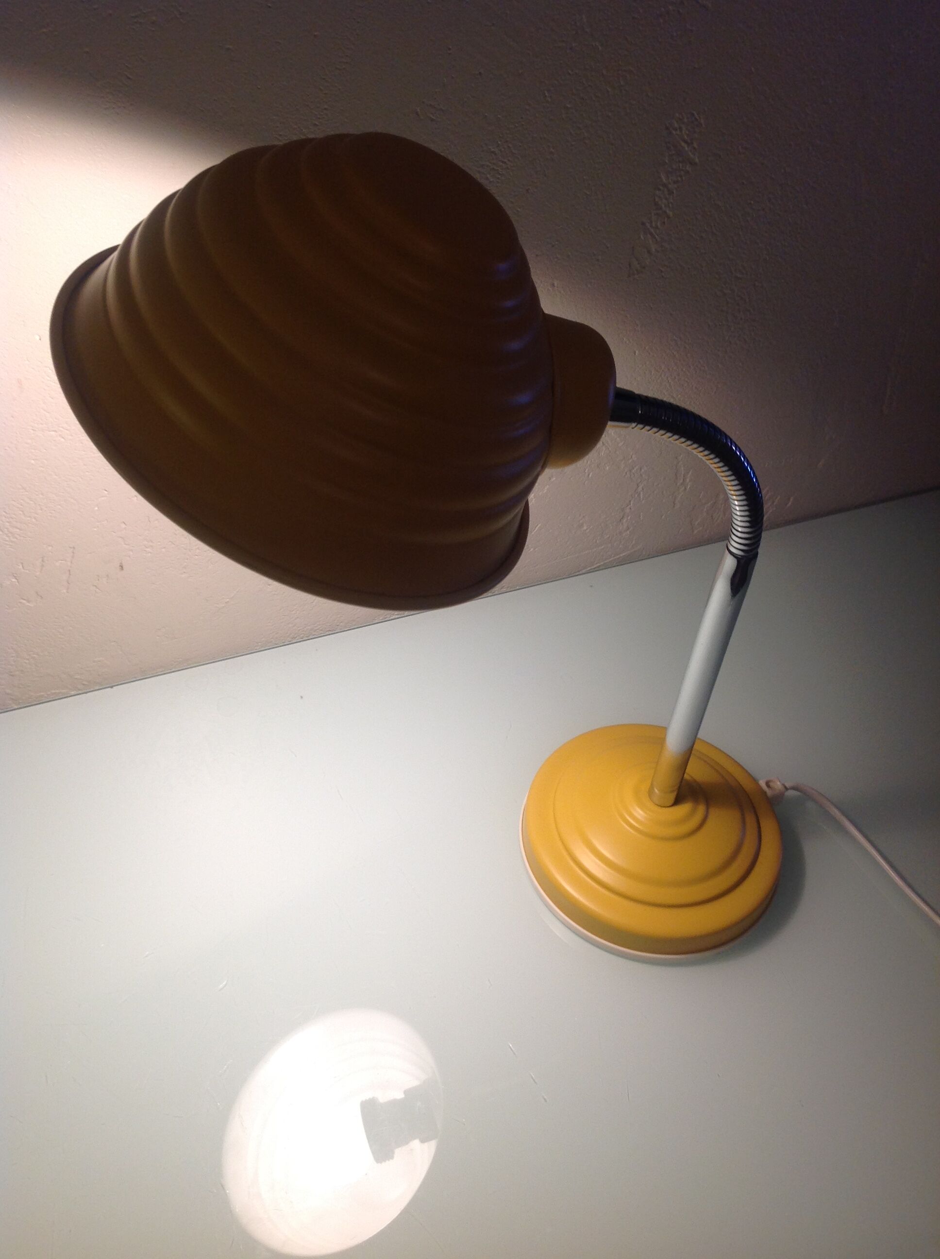 Yellow vintage metal desk lamp 70s