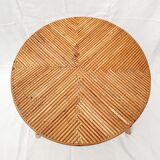 Round rattan marquetry coffee table