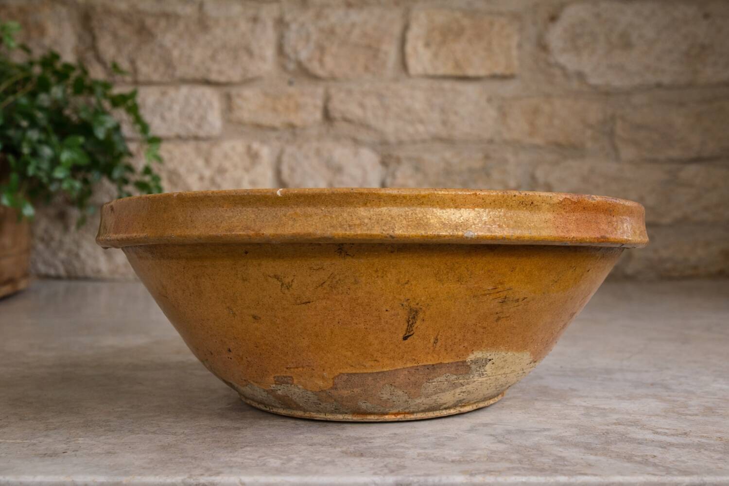 Old yellow glazed terracotta gresale