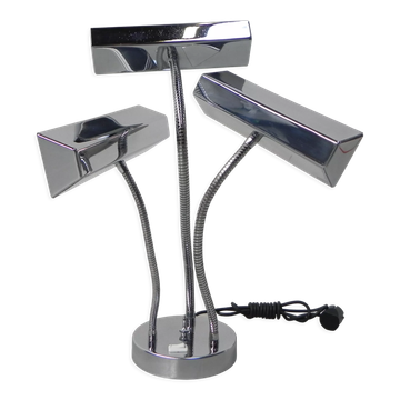 Vintage desk lamp with 3 chromed shades