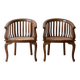 Pair of antique wooden and caned armchairs
