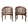 Pair of antique wooden and caned armchairs