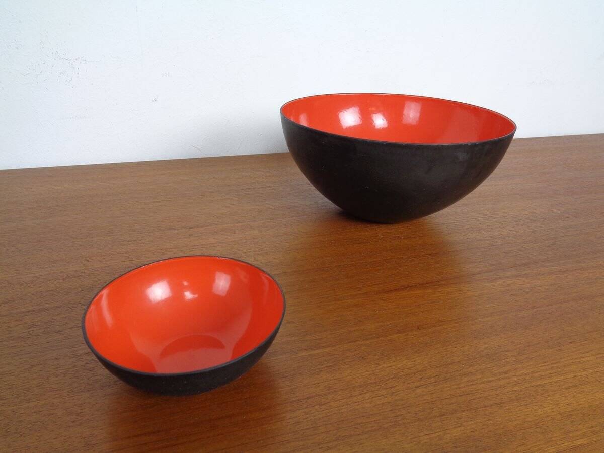 Red Krenit Bowls by Herbert Krenchel Torben Ørskov, Set of 2, 1960s