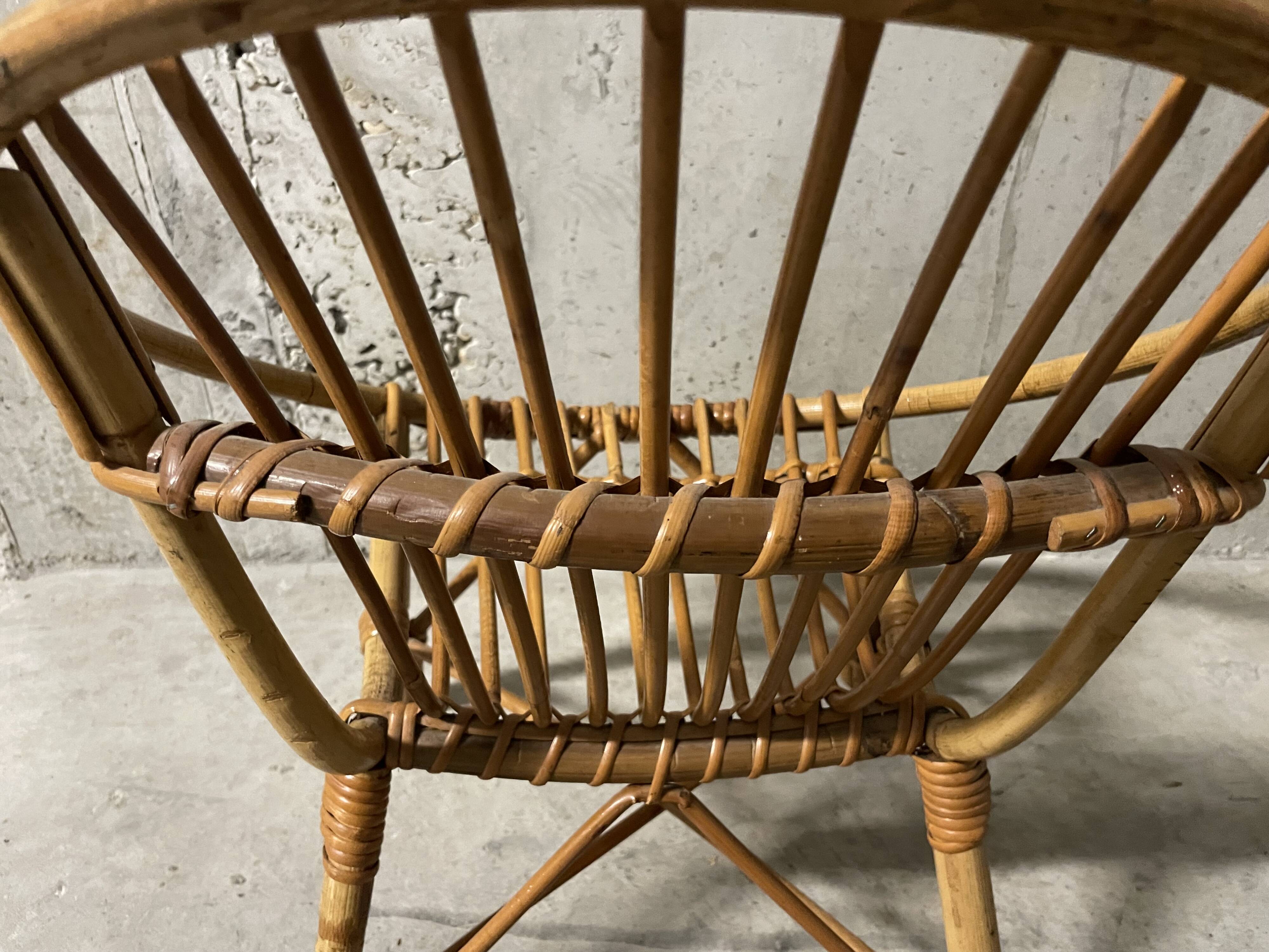 Fauteuil corbeille enfant en rotin