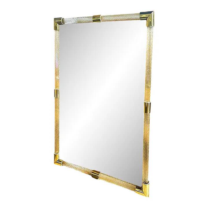 Grand Venetian Murano Glass Mirror with Twisted Torchon Frame