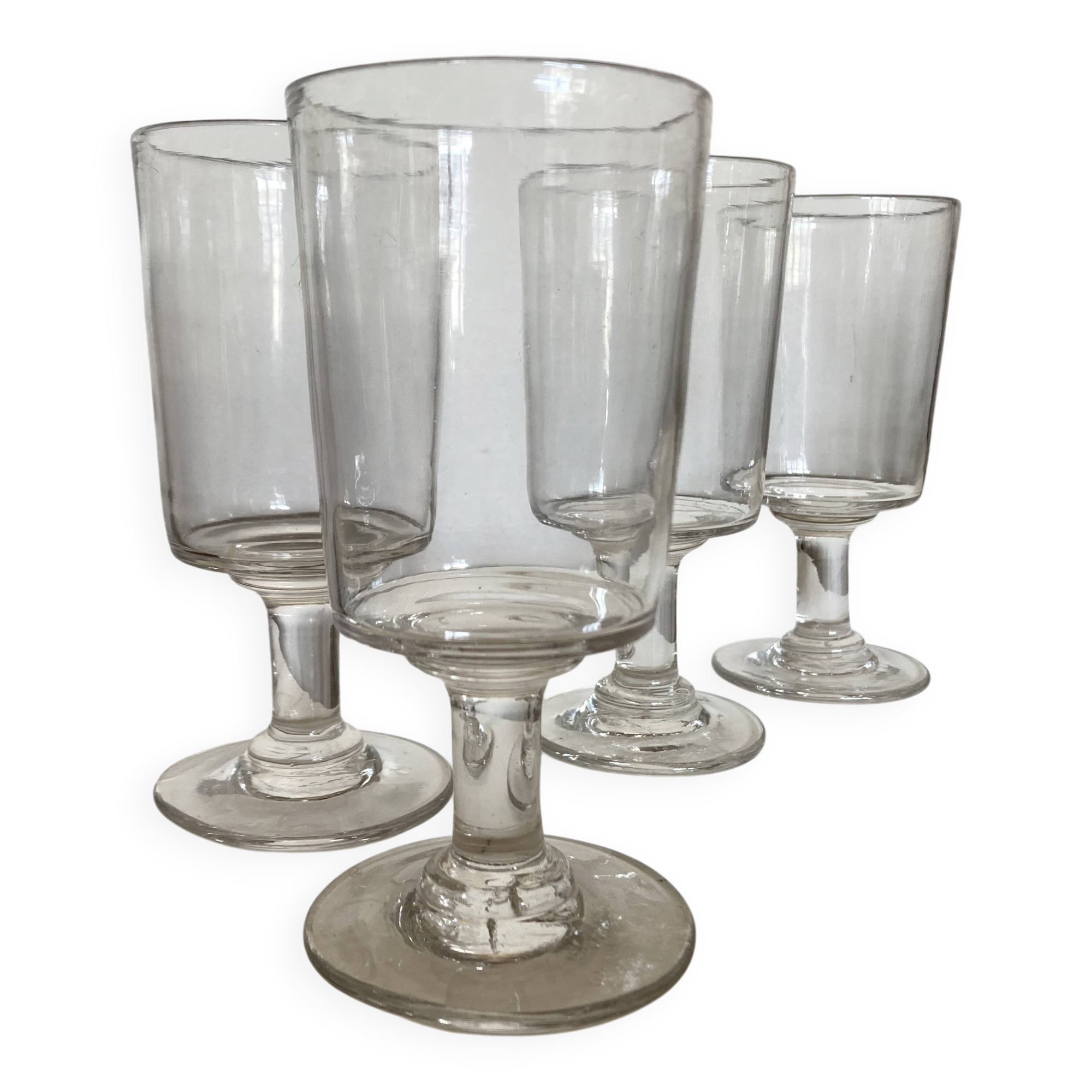 Set de 4 verres rouleau 19e en verre irrégulier