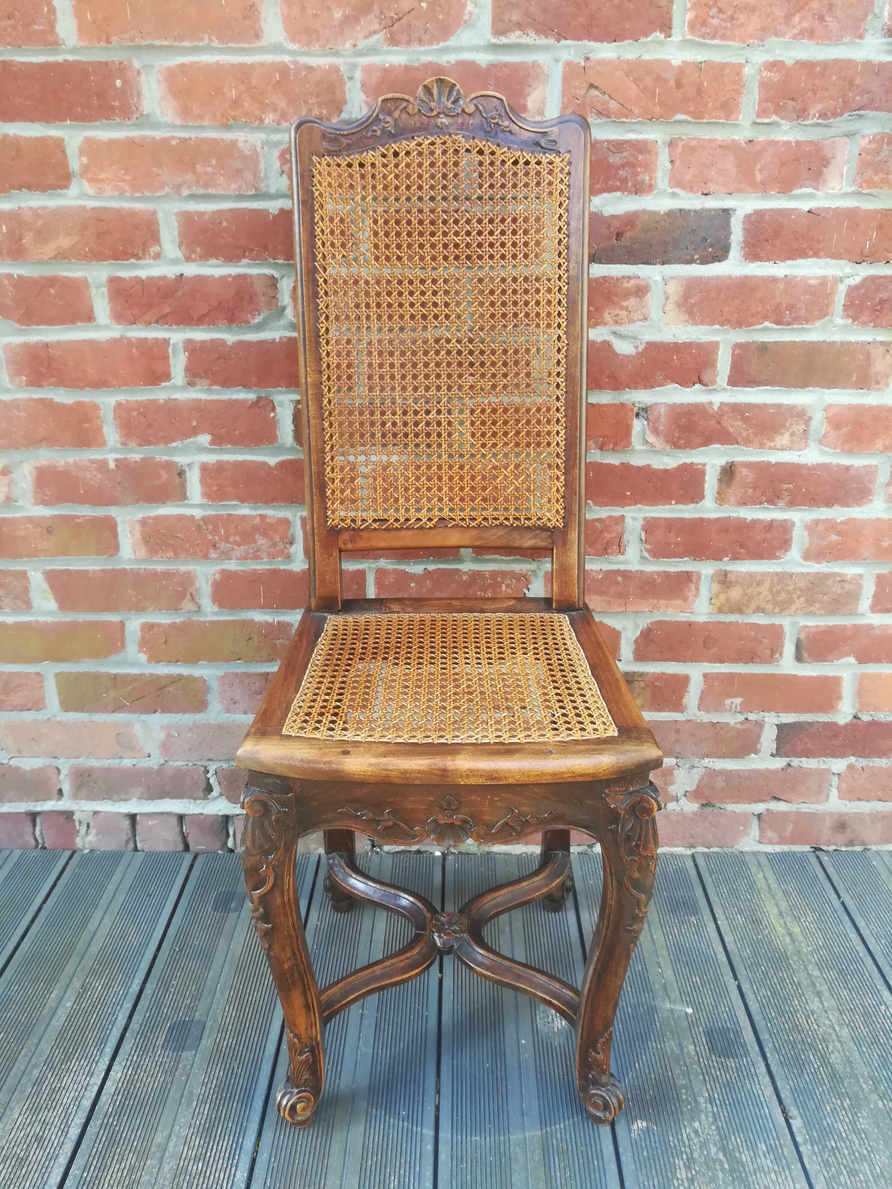Louis XV style cane chair in beech