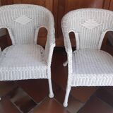 2 fauteuils en osier blanc