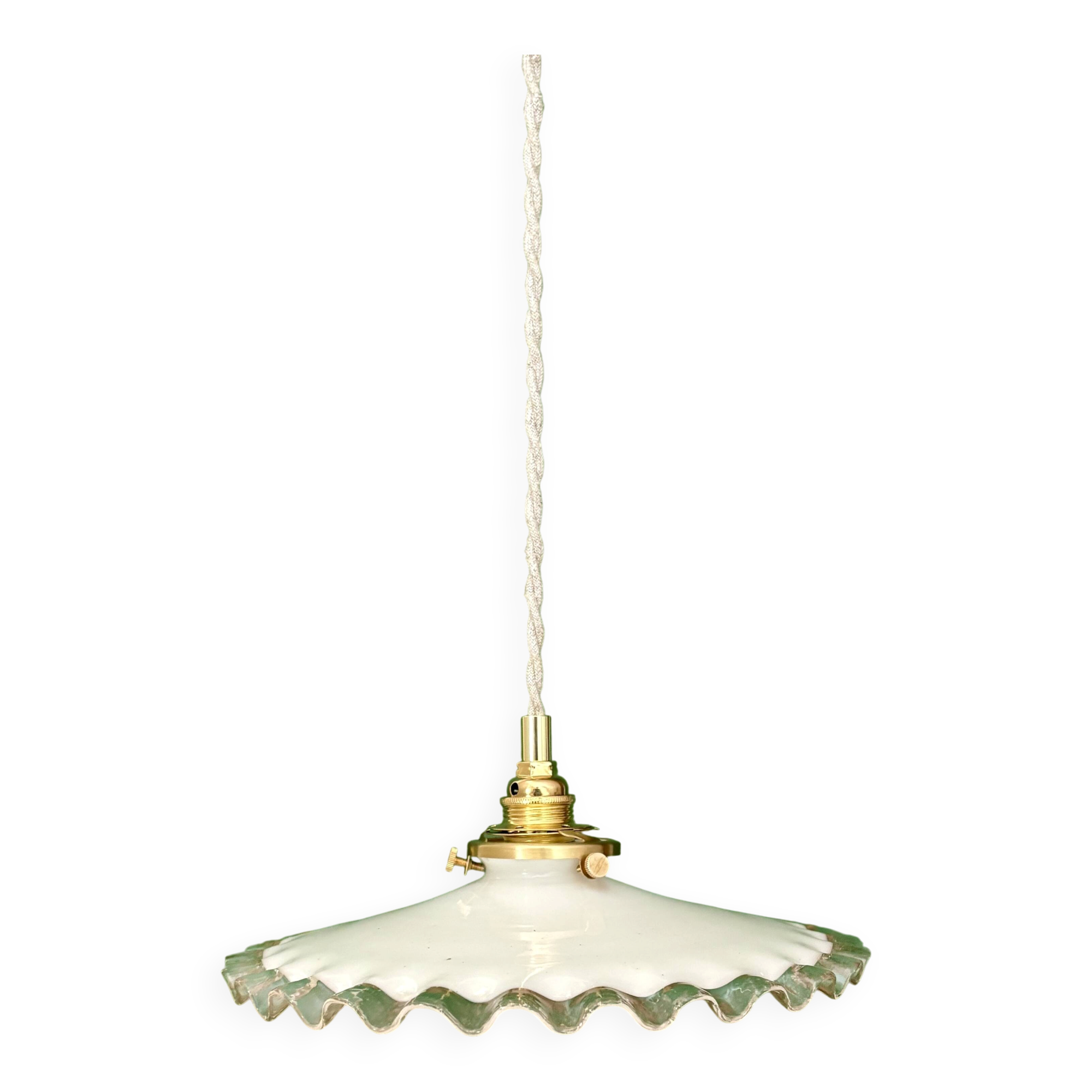 Vintage white opaline lace pendant light (OP12)
