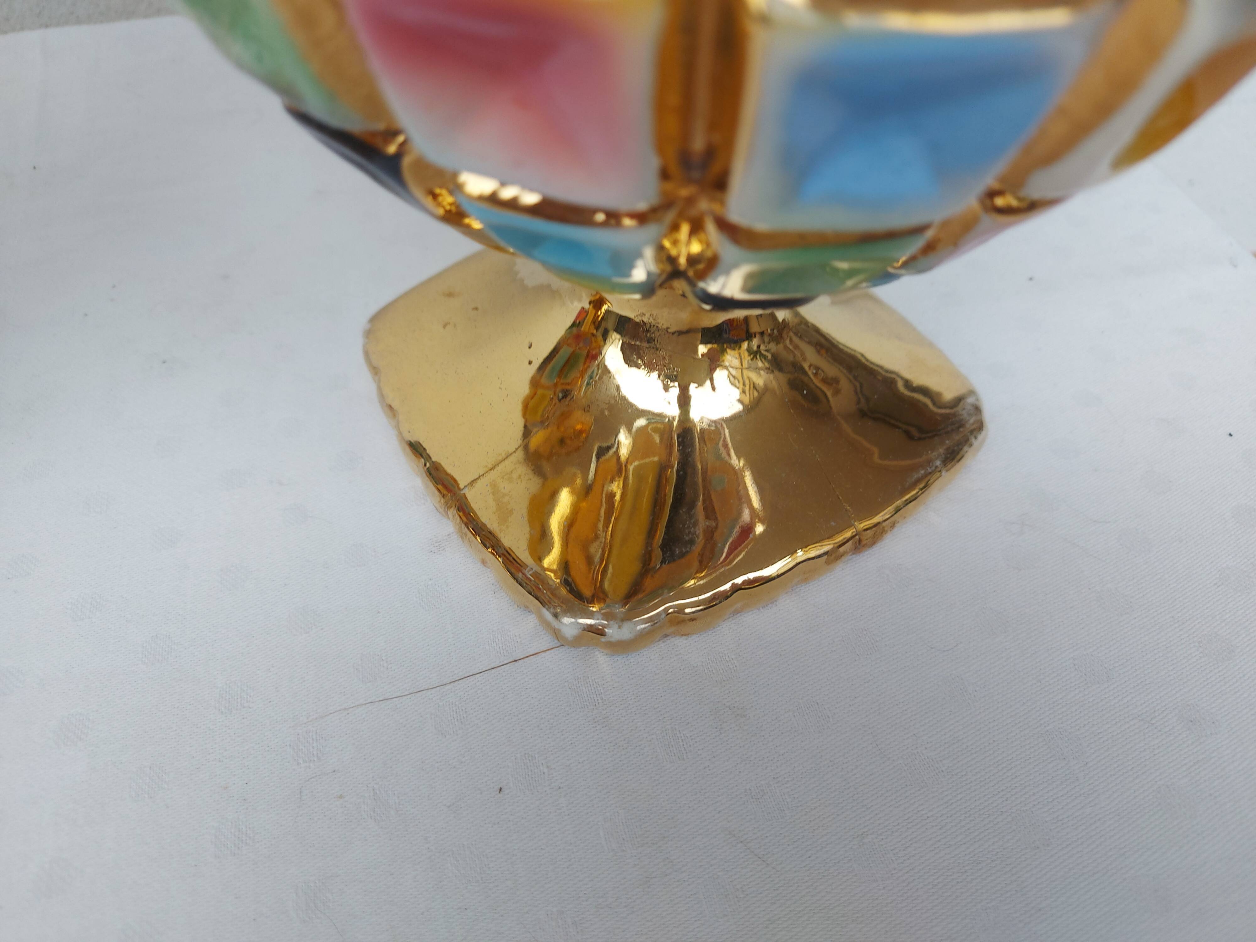 PAIR OF CERAMIC VASES DOREE, POLYCHROME, VINTAGE ITALY 60'S