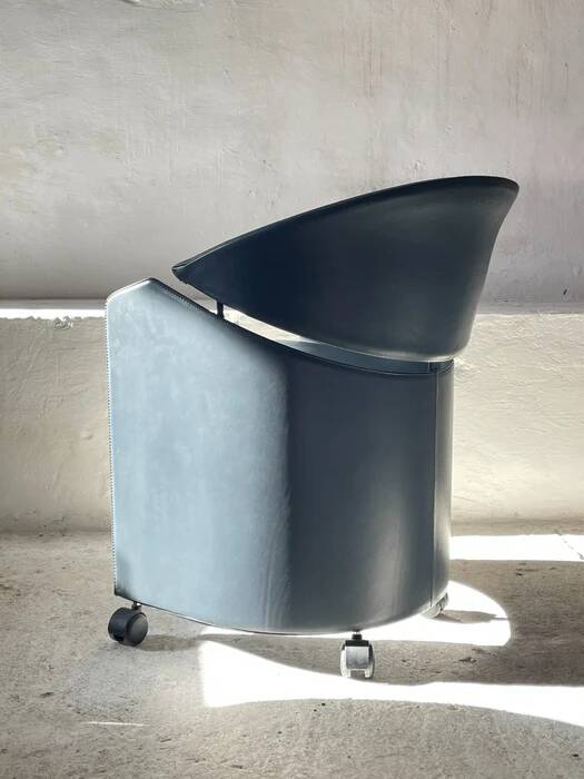 Italian leather armchair on casters by Matteo Grassi, 1990s