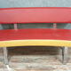 Pair of semi-moon benches in skai and chrome steel