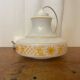 Antique White Opaline & Yellow Decor Pendant Light 70s Vintage