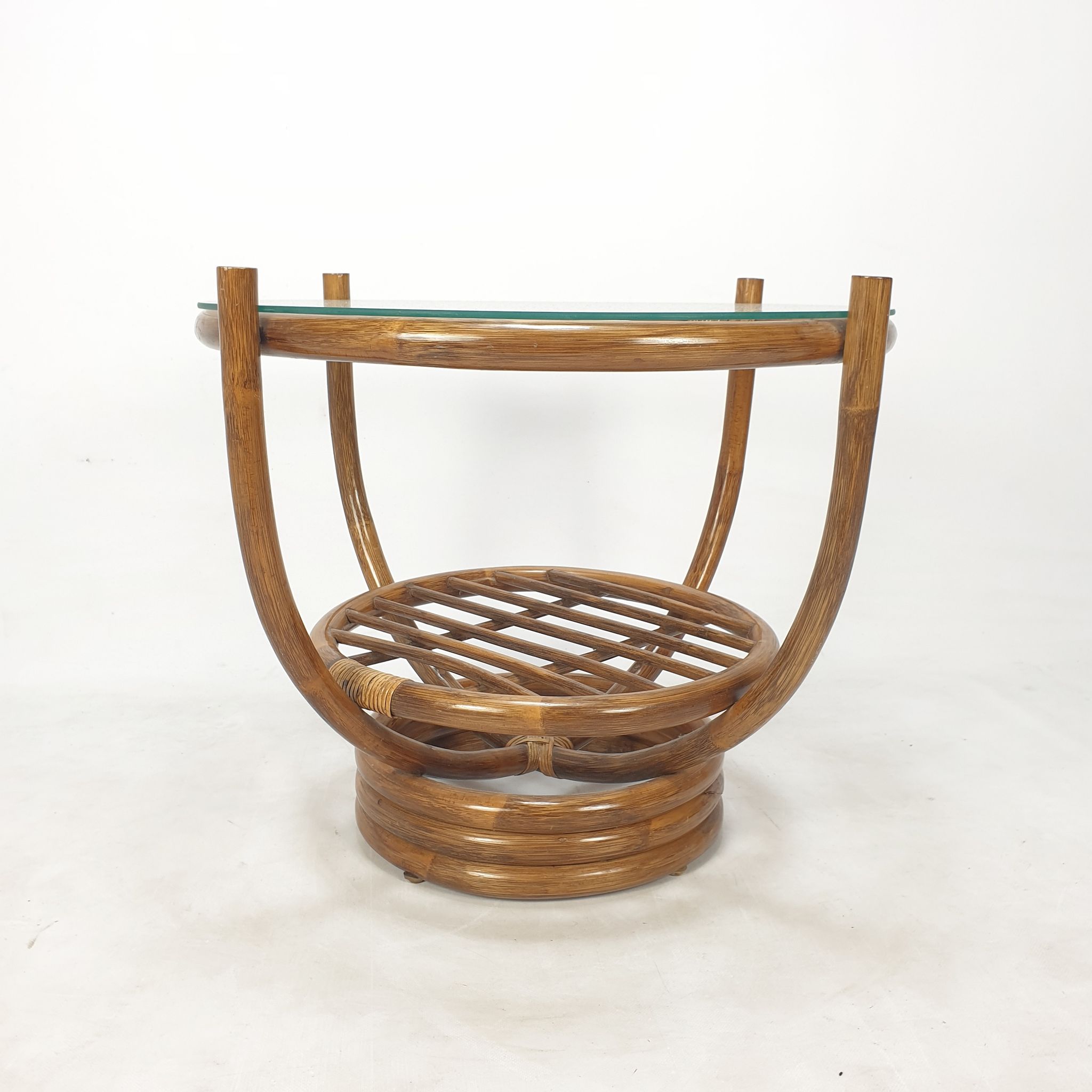 Table basse italienne en bambou, années 1980