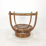 Table basse italienne en bambou, années 1980
