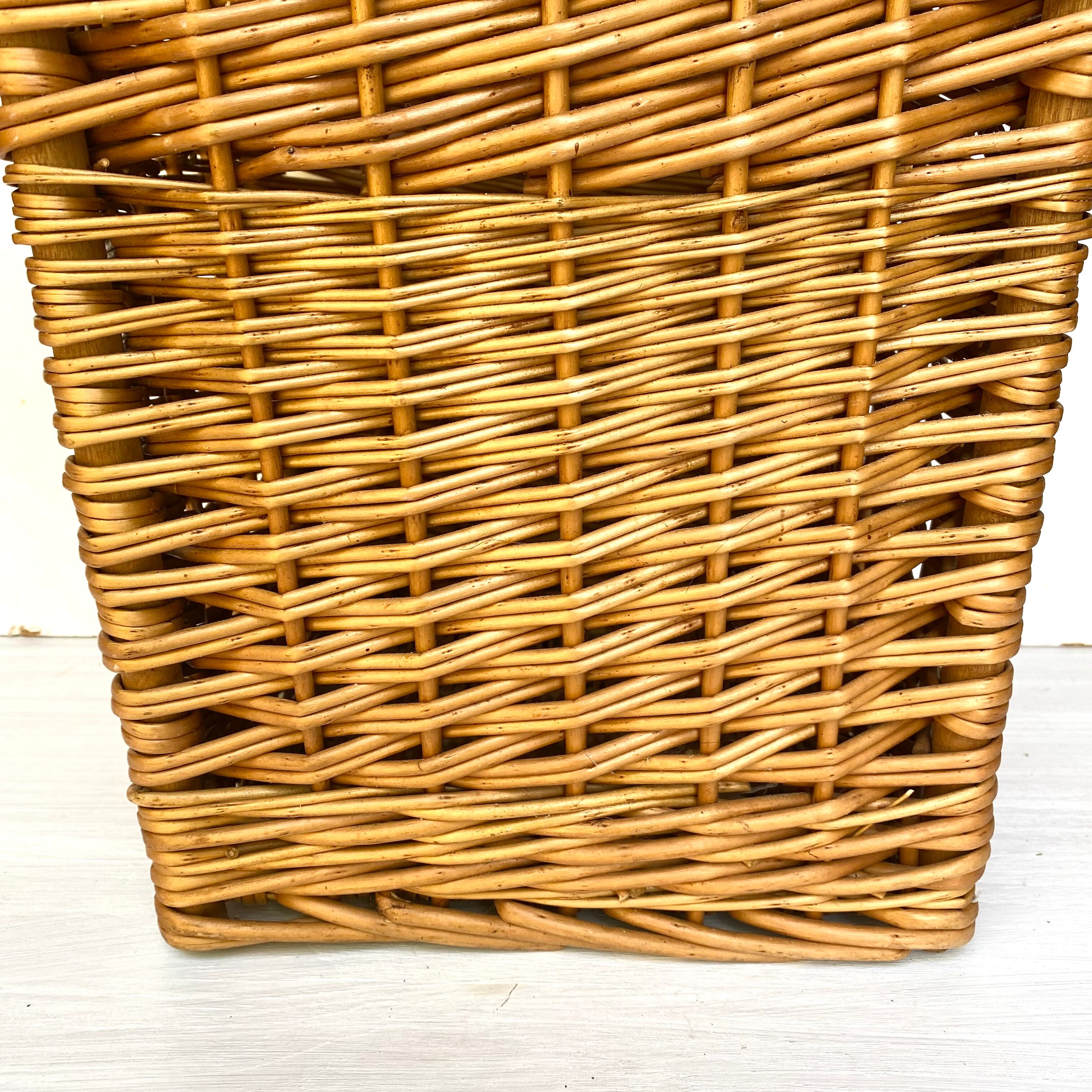Vintage braided wicker bread hutch