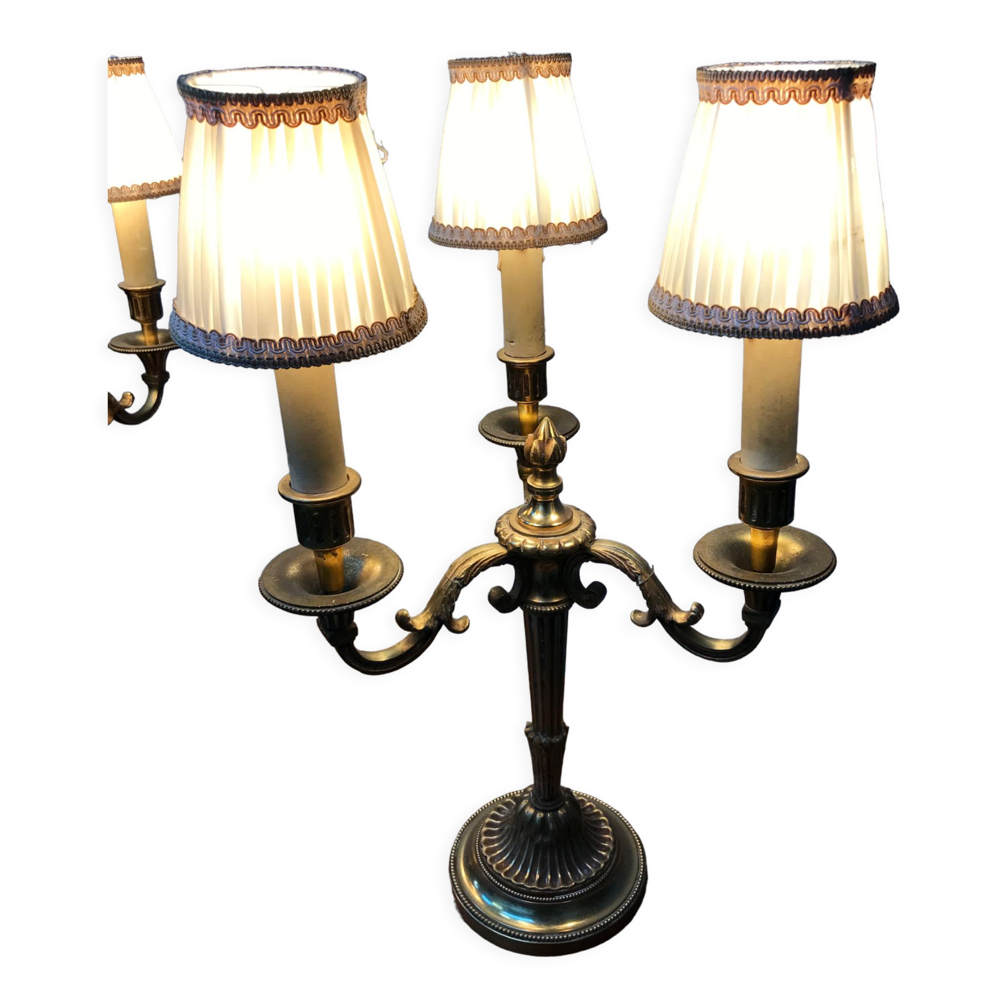 Pair of electrified three-branched candlesticks