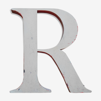 Lettre vintage  R d'enseigne en métal