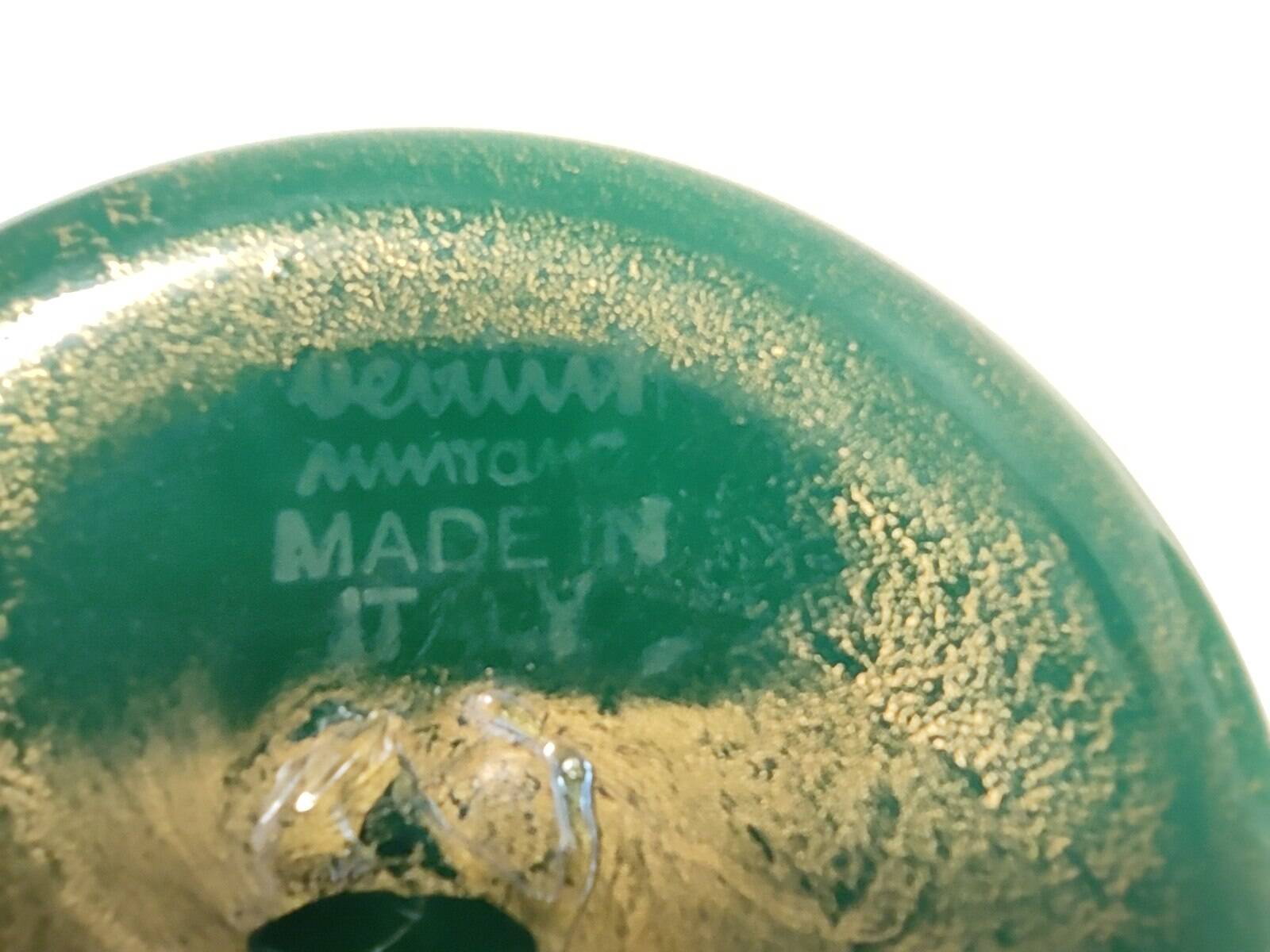 Green Cased Alga Glass Vase with Gold Leaf by Tomaso Buzzi for Venini