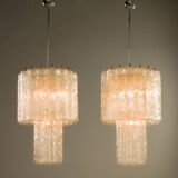 Venini extra large chadeliers attr. to Toni Zuccheri, Italy 1970s. Set of 2