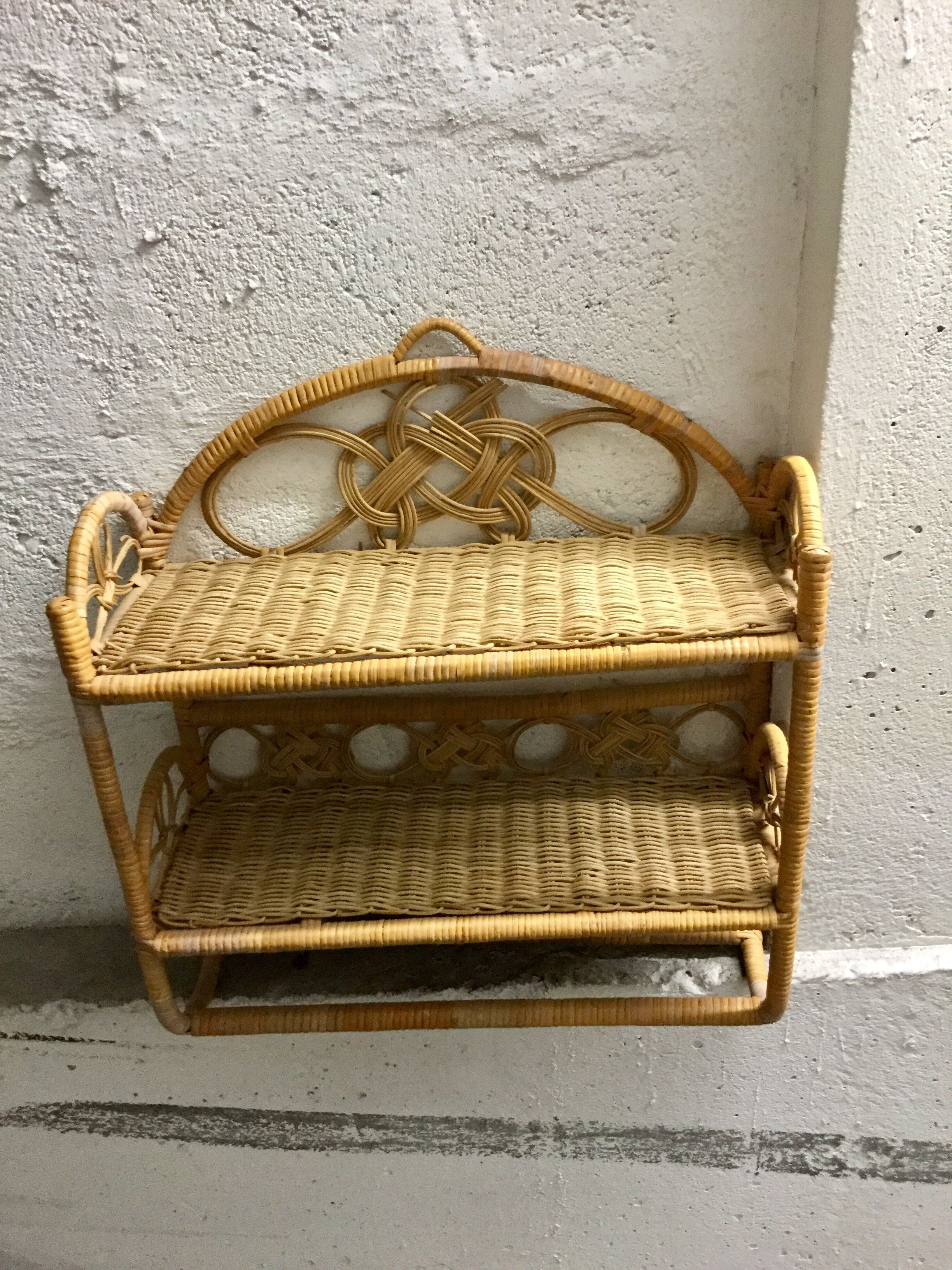 Vintage shelf in rattan