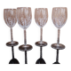 Set of 4 Vintage Engraved Crystal White Wine Glasses
