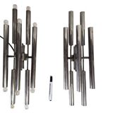 3 large 1960s wall lights in nickel-plated brass