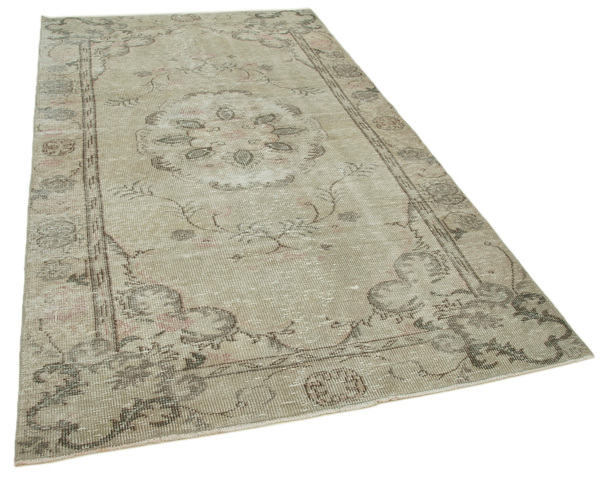 Hand-knotted antique turkish beige carpet 155 cm x 273 cm