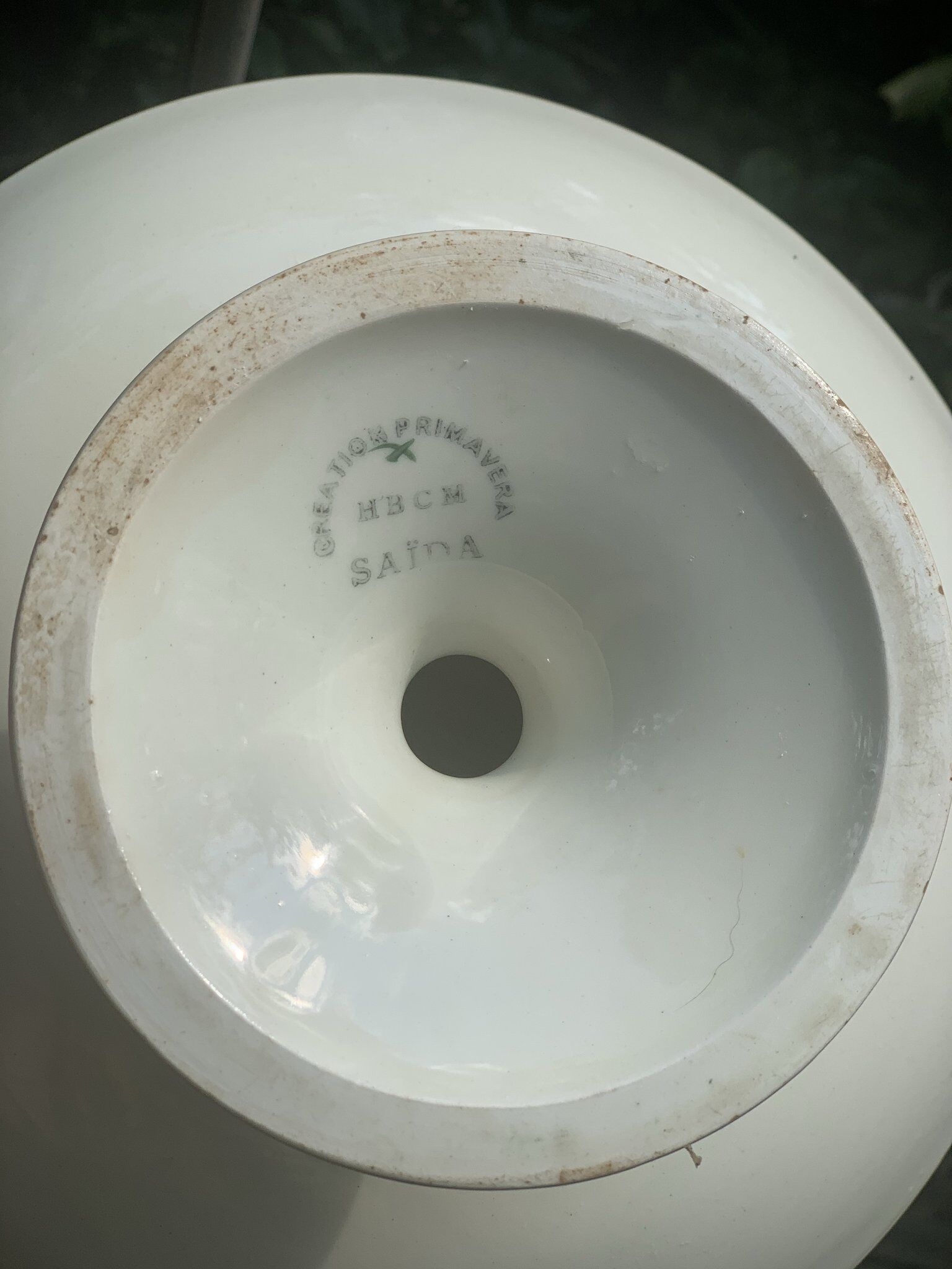 Fruit cup on pedestal in earthenware HBCM service Saida 1920